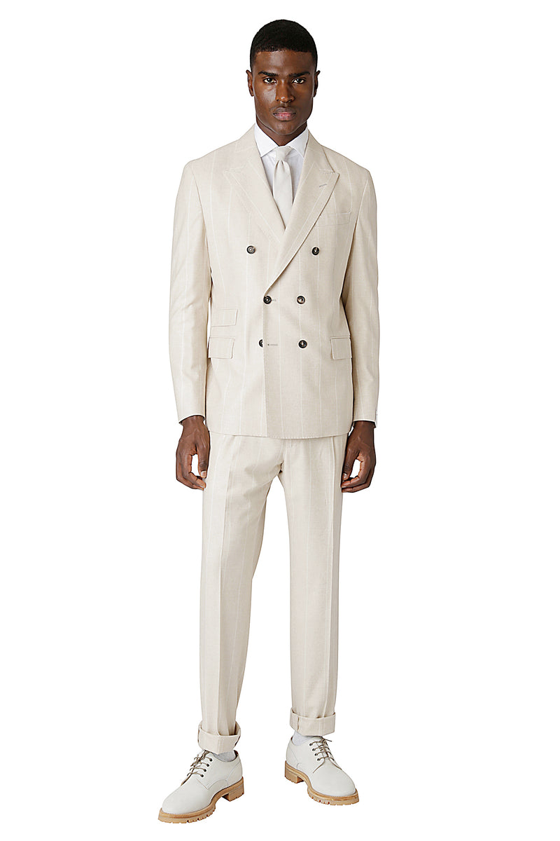 DOUBE BREASTED WOOL AND SILK CASHMERE SUIT