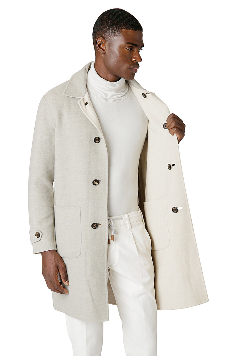 Reversible single -breasted coat wool