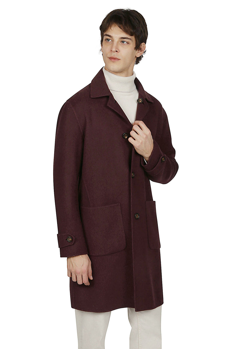 SINGLE-BREASTED REVERSIBLE WOOL COAT