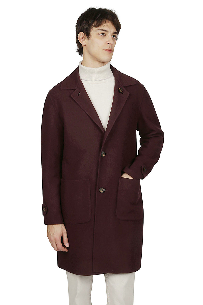 SINGLE-BREASTED REVERSIBLE WOOL COAT