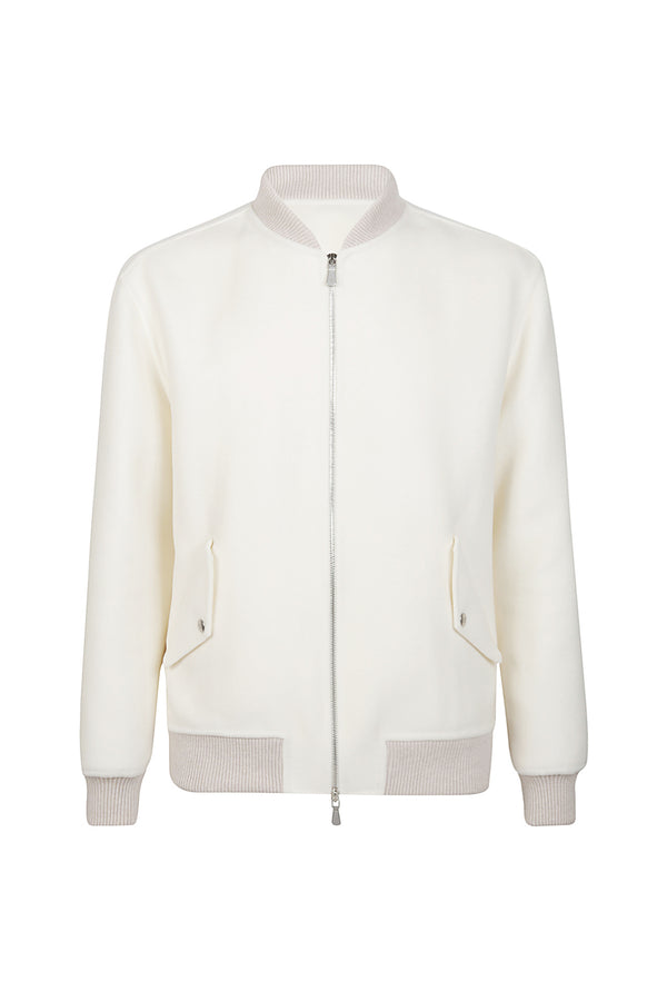 Full zip bomber wool cashmere