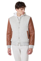 Bimateric jacket wool and skin