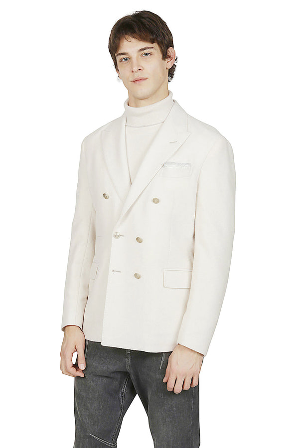 Cashmere double -breasted jacket