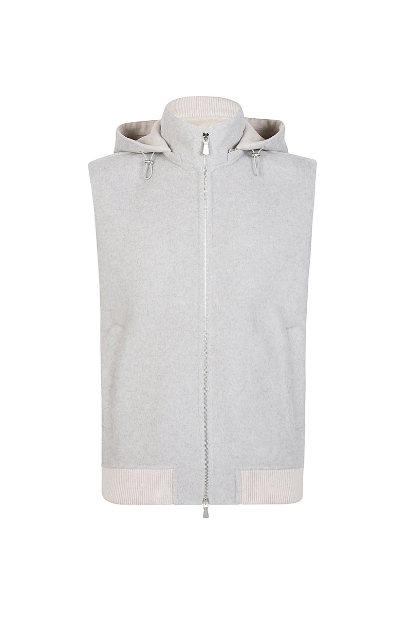 GILET CON CAPPUCCIO CASHMERE