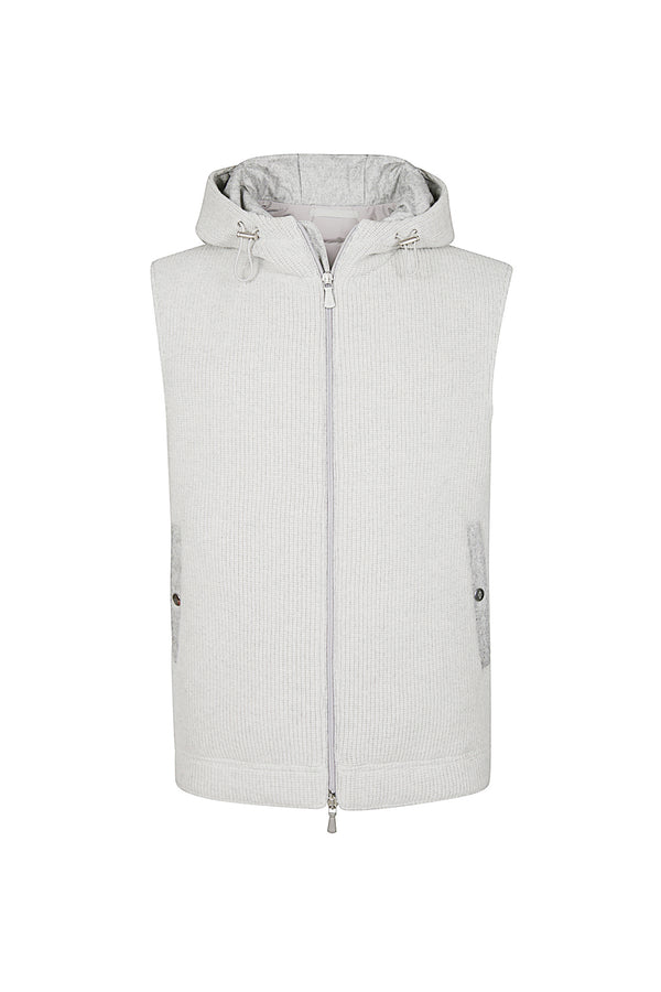 GILET CON CAPPUCCIO LANA CASHMERE