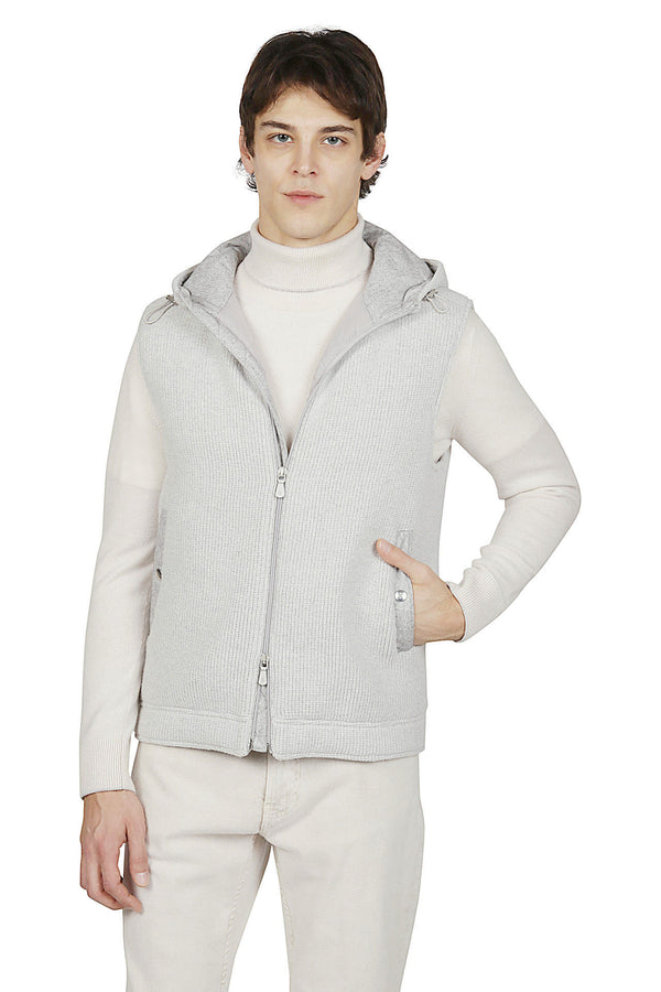 GILET CON CAPPUCCIO LANA CASHMERE