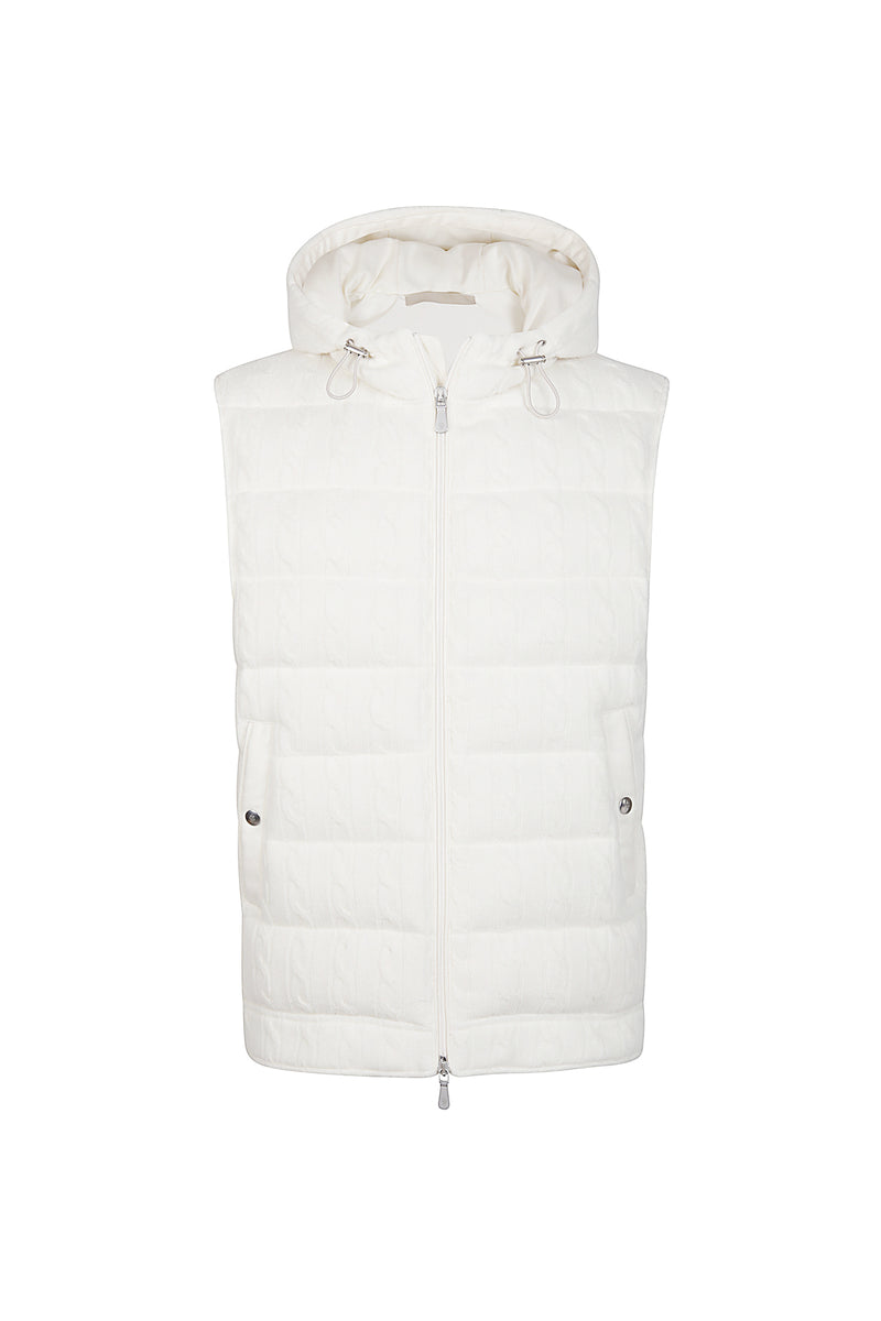 GILET CON CAPPUCCIO LANA E CASHMERE