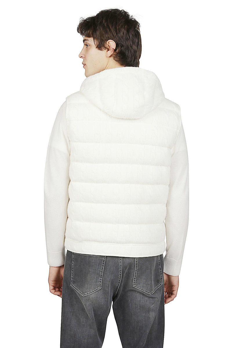 GILET CON CAPPUCCIO LANA E CASHMERE