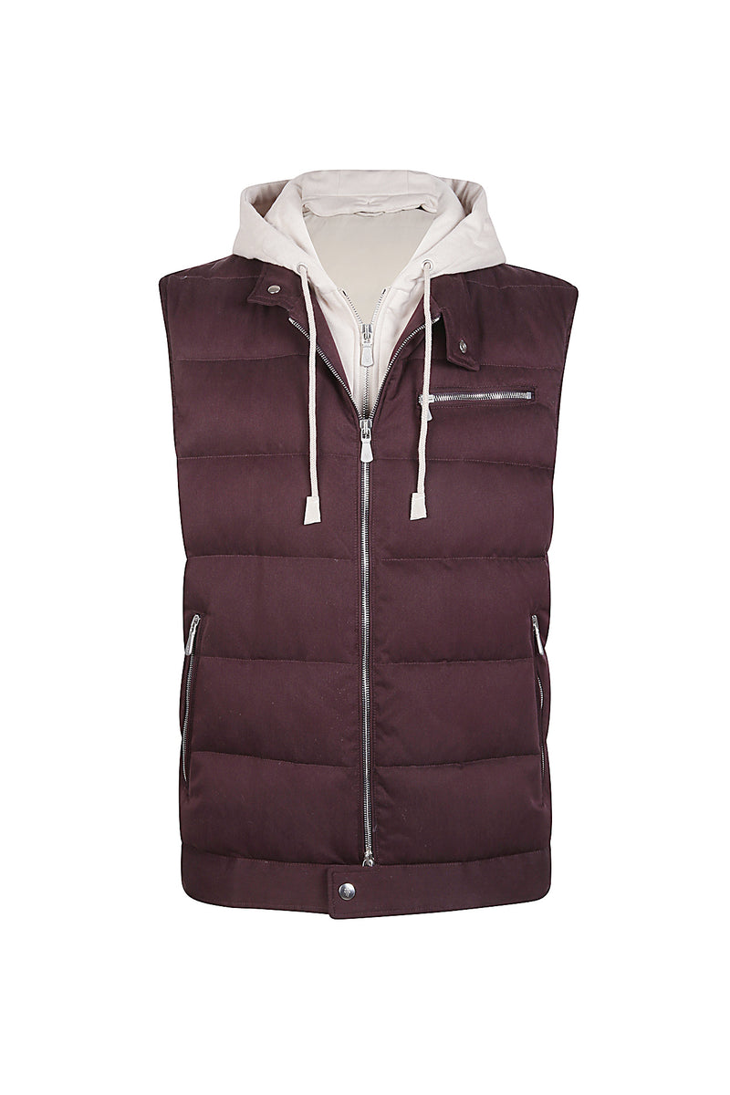 GILET BIMATERICO SETA CASHMERE