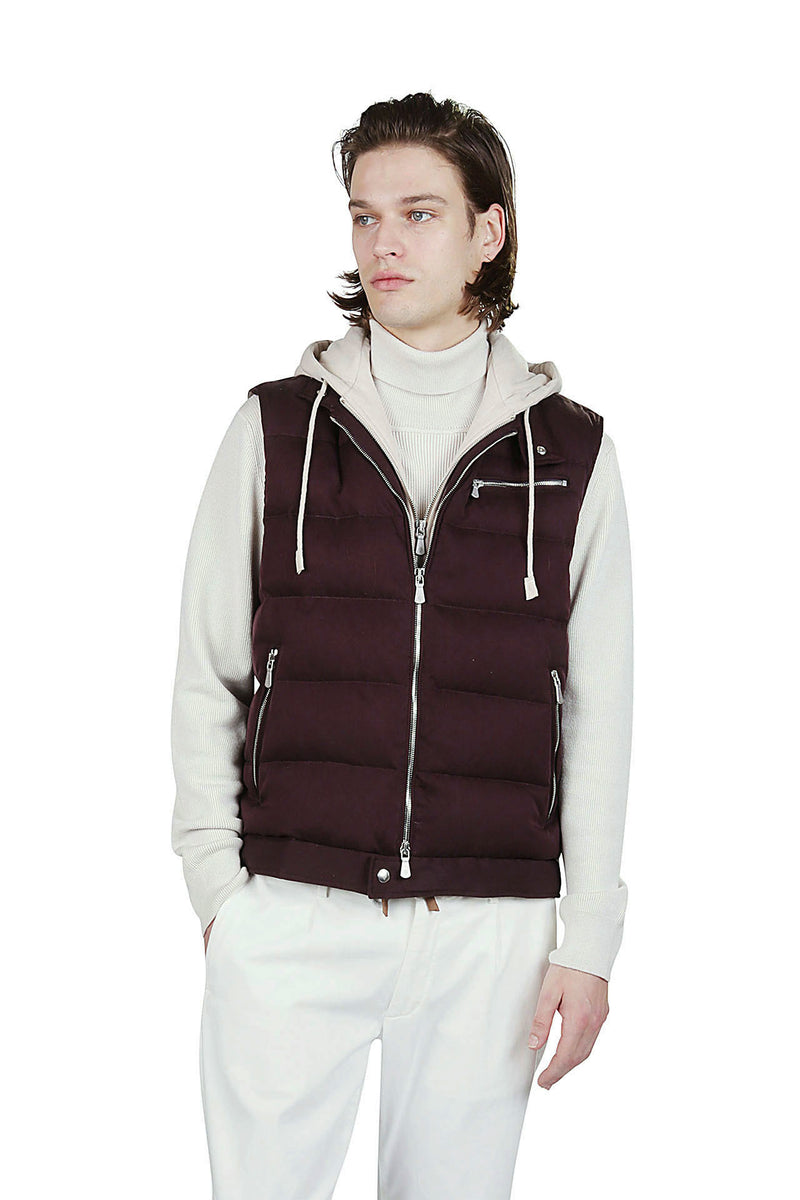 GILET BIMATERICO SETA CASHMERE