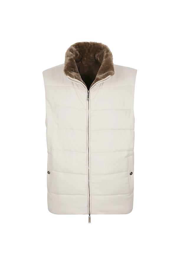 GILET REVERSIBILE SETA CASHMERE E CASTORINO