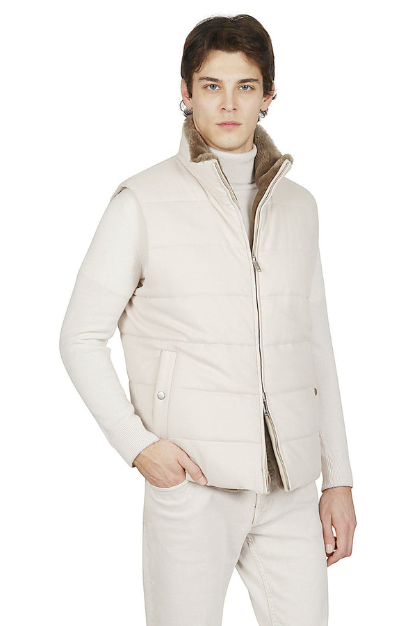 GILET REVERSIBILE SETA CASHMERE E CASTORINO