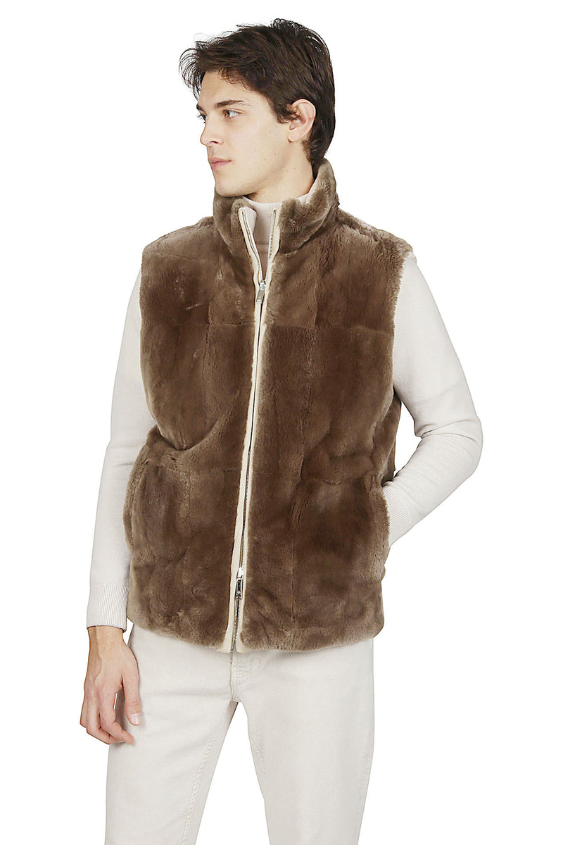 GILET REVERSIBILE SETA CASHMERE E CASTORINO