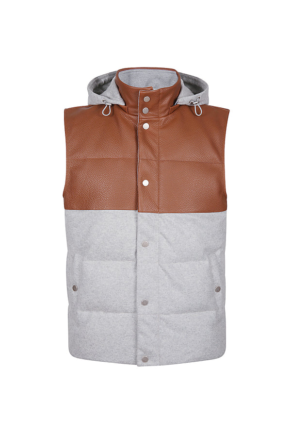 GILET BIMATERICO LANA E PELLE