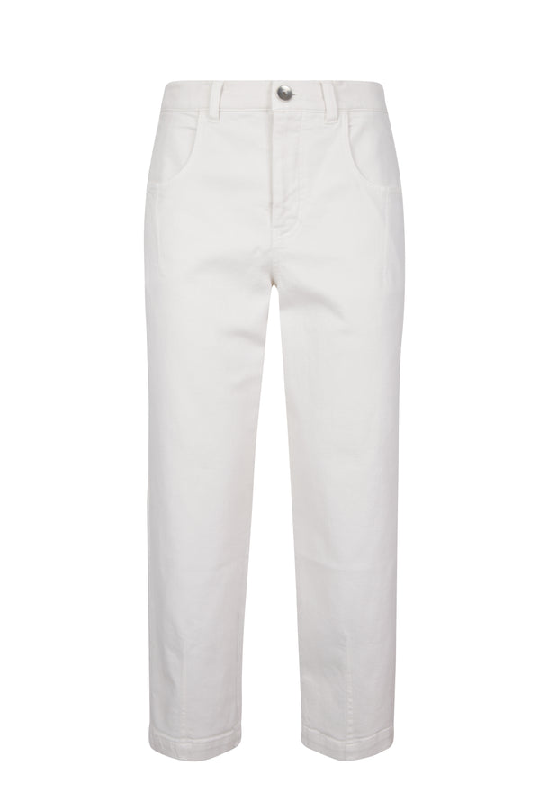 PANTALONE COTONE STRETCH E PELLE