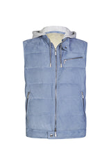 SUEDE HOODED SWEATSHIRT VEST