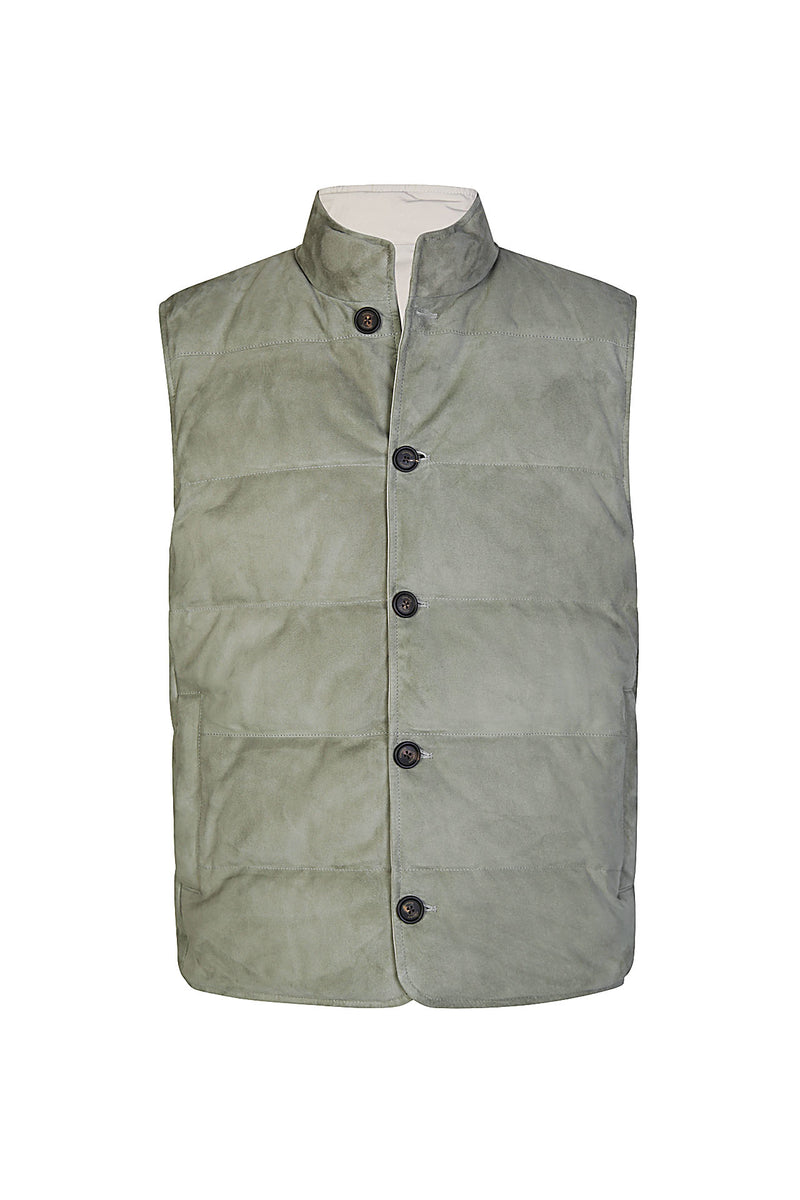 GILET REVERSIBILE SUEDE E COTONE SEA ISLAND