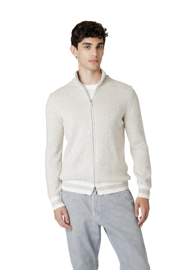 FULL ZIP SWEATER STANDING COLLAR