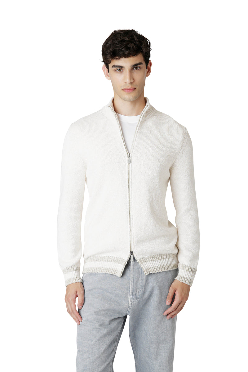 FULL ZIP SWEATER STANDING COLLAR