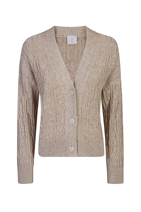 CARDIGAN COTONE LINO POLIESTERE METALLIZZATO