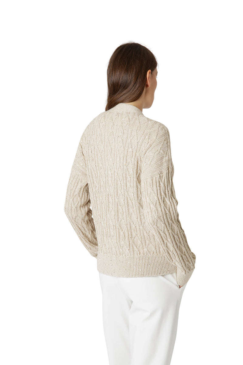 CARDIGAN COTONE LINO POLIESTERE METALLIZZATO